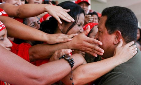 Former Venezuela President Hugo Chavez with his supporters in 2009