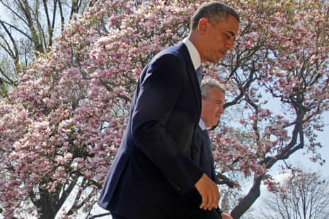 President Barack Obama and acting Budget Director Jeffrey Zients, leave the Rose Garden of the White House in Washington, Wednesday April 10, 2013, after he president discussed his proposes fiscal 2014 federal budget.  (AP Photo/Charles Dharapak)