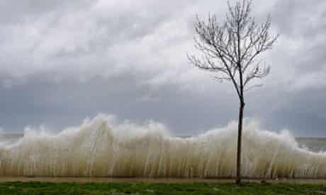 Hurricane Sandy hits Seaside Park in Bridgeport, Connecticut