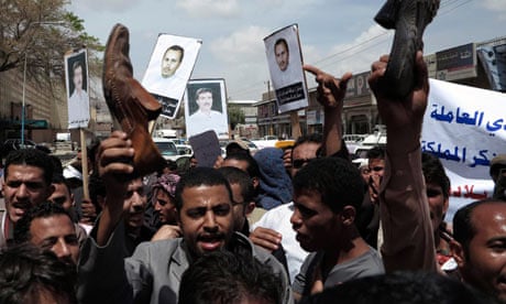 Protesters against Saudi treatment of Yemeni workers, outside the Saudi embassy in Sana'a 2/4/13