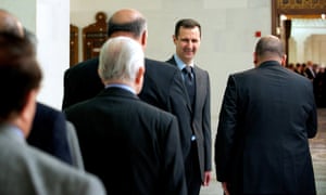 Syrian President Bashar al-Assad during a meeting with Lebanese politician on Sunday 21 April.