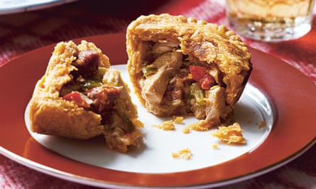 Chicken, chorizo and pepper pies