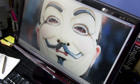 Anonymous mask on computer screen