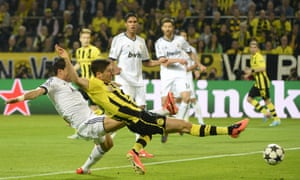 Dortmund's Polish striker Robert Lewandowski opens the scoring.