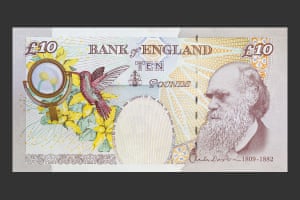 Charles Darwin on the November 2000 £10 note