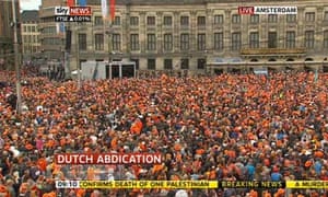 Crowds celebrate in Amsterdam.