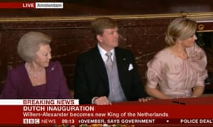 Princess Beatrix, King Willem-Alexander and Queen Maxima after the former queen handed over throne