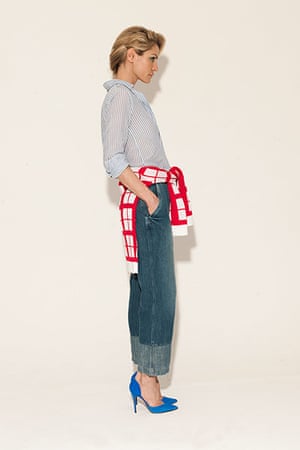 All Ages: shirt jeans jumper blue high heeled shoes