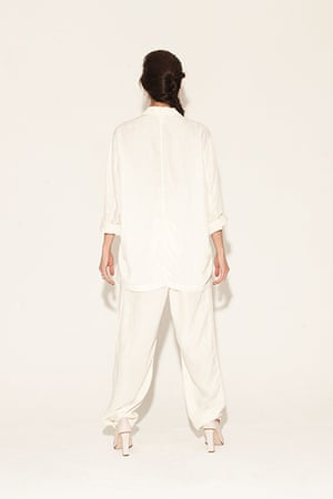 All Ages: white shirt white wide legged trousers