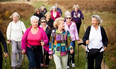 Walking group: older people today are more active than previous generations