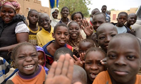 Children celebrate in Diafouke as Malian