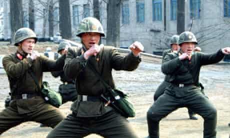 North Korean soldiers in a propaganda picture.