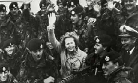 Margaret Thatcher visits Falkland Islands