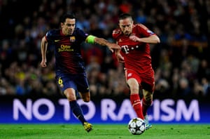 Barca groundstaff: Franck Ribery and Xavi Hernandez