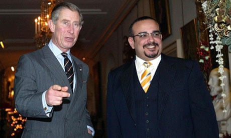 Prince Charles (left) with the Crown Prince of Bahrain at St James Palace in London