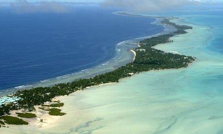 The Tarawa atoll in the Pacific island nation of Kiribati