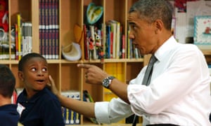 President Barack Obama during his visit to the  Moravia Park Elementary School in Baltimore, Maryland.