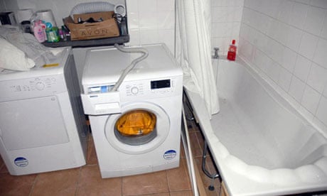 The bathroom in the home of Mark Bridger who is on trial for the murder of April Jones