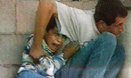 France 2 footage showing Muhammad al-Dura crying beside his father in Gaza in September 2000