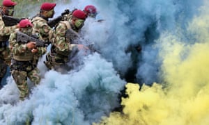 Colour sargents? Members of the Special Forces of the Colombian Army participate in a security drill for the seventh Summit of the Pacific Alliance, to be held on 23 May, in Cali, Colombia.