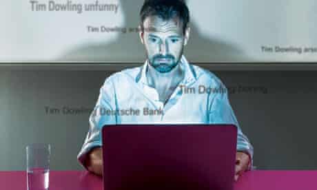 Tim Dowling in front of a laptop