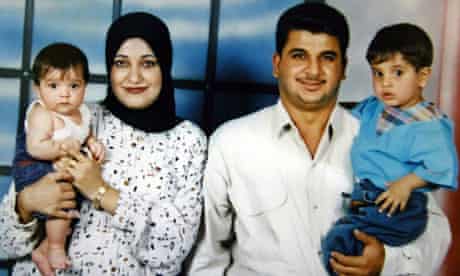 Baha Mousa pictured with his wife and children