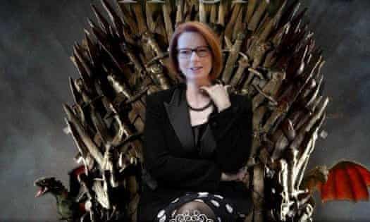 Julia Gillard sitting on the iron throne