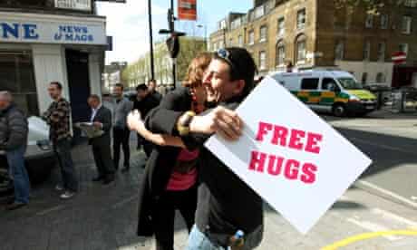 Free hugs action for happiness