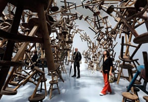 Venice biennale: Visitors looks at Ai Wei Wei's installation Bang at the German pavilion 
