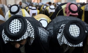 Iraqi Sunni and Shia Muslims bow their heads as they perform a joint Friday prayer at the Al-Khalan Mosque in central Baghdad. Iraqi Prime Minister Nuri al-Maliki has called worshippers to perform unified prayers between Sunnis and Shias every Friday in a bid to curb sectarian violence. Photograph: Ali Al-Saadi/Getty Images