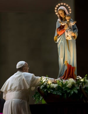 Pope Francis and Virgin Mary at The Vatican