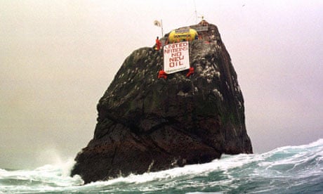 Greenpeace activists occupying Rockall