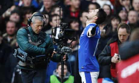 Everton's Kevin Mirallas celebrates scoring a goal