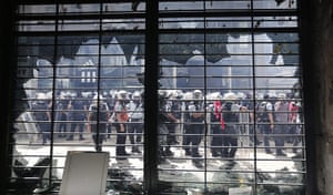 Saturday rioting: Riot police