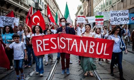 March in solidarity with Occupy Gezi Turkish protests in Milan