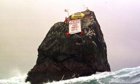 Greenpeace activists occupying the remote island o