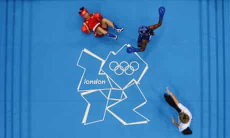 Nicola Adams knocks down Cancan Ren, London Olympics 9/8/12