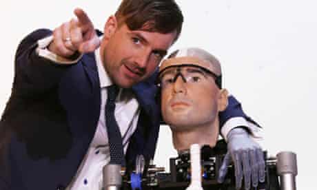 Bertolt Meyer with a 'bionic man' modelled on himself
