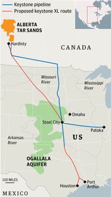 Proposed route for the Keystone XL pipeline