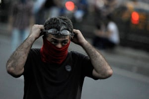 Turkey unrest: Protester at Galata Bridge