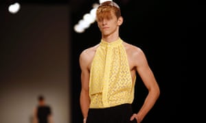 Halter couture: A model presents the rather feminine Spring/Summer 2014 Men's collection by JW Anderson during London Fashion Week. The presentation of the men's collection runs from 15 to 18 June.