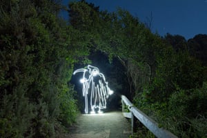 Light paintings: The Grim Reaper created using a 193 second exposure