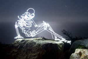 Light paintings: A seated skeleton created using a 178 second exposure