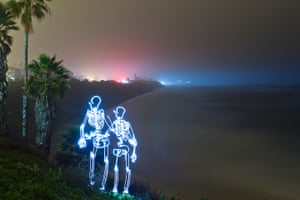 Light paintings: A romantic skeleton couple created using a 180 second exposure