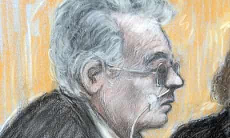 Court artist sketch of Ian Brady at mental health tribunal hearing