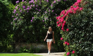Philippa Christie, 22, from South Shields enjoys the sun in the Rhododendron garden at Belsay Hall in Northumberland as the UK may bask in the hottest day of the year so far.