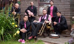 Alex Horne, centre, and his band the Horne Section.