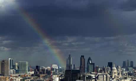Rainbow over the City of London