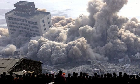 A building is demolished to make way for the Three Gorges Dam
