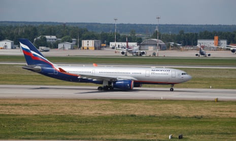 The Aeroflot Airbus A330 plane that was to carry Edward Snowden on a flight to Havana taxies out at Sheremetyevo airport, Moscow